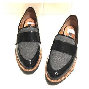 Halogen Black patent and wool loafer sz 5.5
